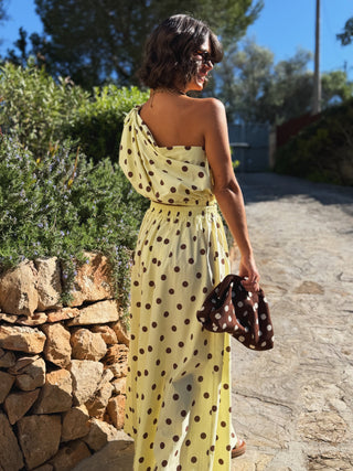 Ensemble PAROS polka dots jaune&chocolat (pré-commande)