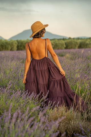 Robe en coton SOLEIL prune
