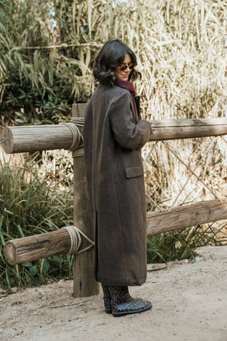 Manteau COL MAO chocolat