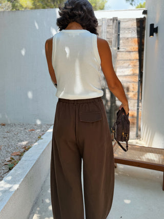 Pantalon en coton BARREL chocolat