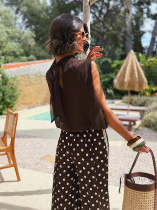 Pantalon AUDREY a pois chocolat&blanc