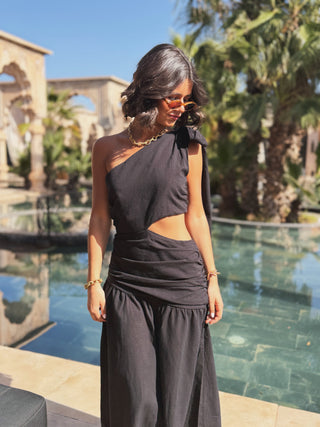 Robe JULIANE noir noeud