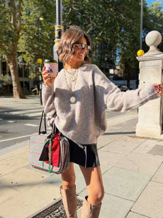 Pull COUTURE manches longues taupe