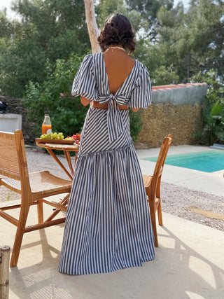 Ensemble rayée blouse/jupe marine
