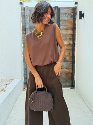 Pantalon en coton BARREL chocolat