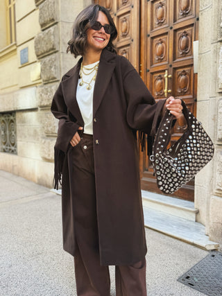 Manteau à franges COOPER chocolat