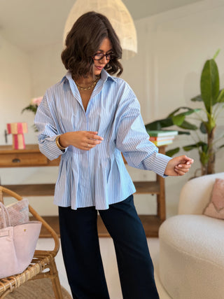 Chemise rayée cintrée & plissée