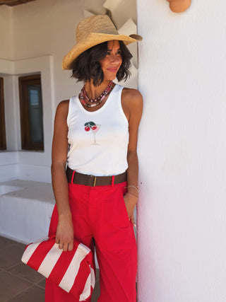 Pantalon TINO en coton rouge