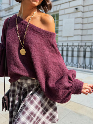 Pull manches chauve-souris bordeaux