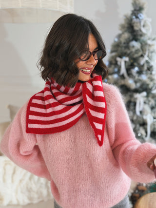 Écharpe RAYÉE rose&rouge