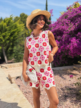 Ensemble CROCHET rose&rouge