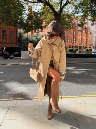 Trench long CHARLOTTE beige - capuche amovible