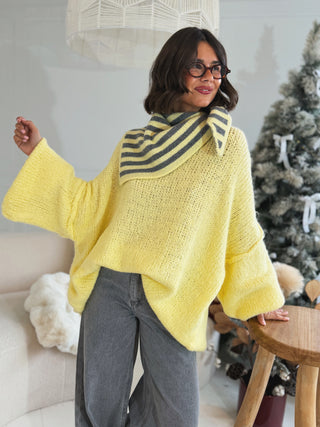 Écharpe RAYÉE gris&jaune