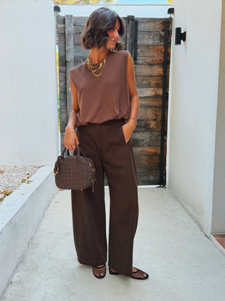 Pantalon en coton BARREL chocolat