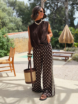 Pantalon AUDREY a pois chocolat&blanc