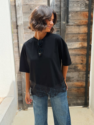 Tee-shirt DENTELLE noir