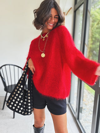 Pull DAN en mohair rouge