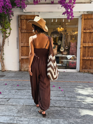 Sac en CROCHET chocolat&écru (Pré-Commande)