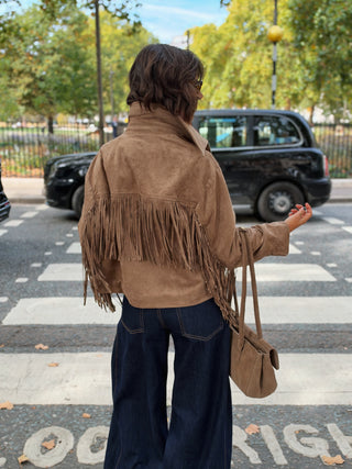 Veste à FRANGES taupe
