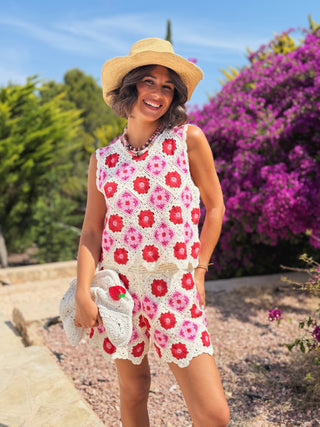 Ensemble CROCHET rose&rouge