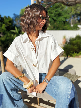 Chemise en coton ÉTOILE DE MER blanc