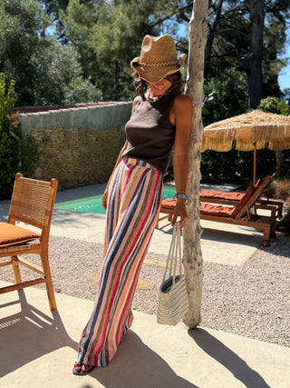 Pantalon RAINBOW en lin rayé (Pré-commande