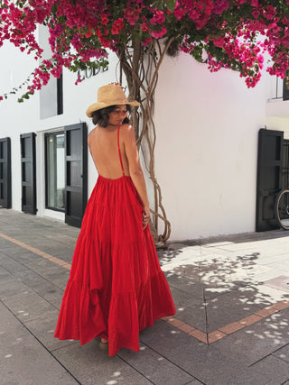 Robe en coton SOLEIL rouge (Pré-commande)