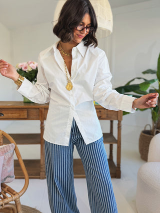 Chemise cintrée avec ÉPAULETTES blanc