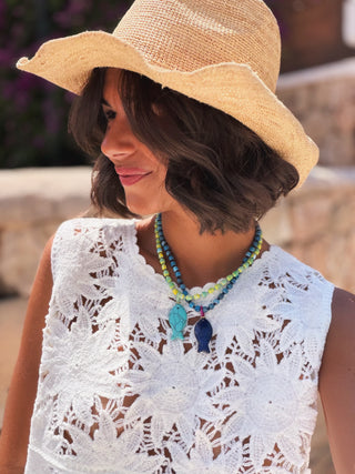 Top CROCHET écru