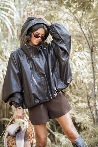Veste avec sa capuche ANNA marron