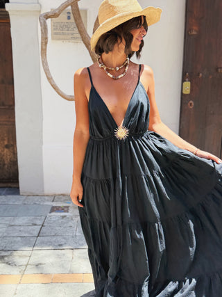 Robe en coton SOLEIL noir