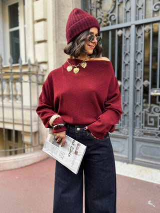 Pull ANNA manches longues bordeaux