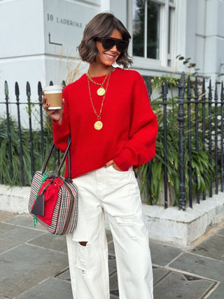 Pull COUTURE manches longues rouge