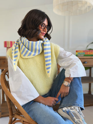 Écharpe RAYÉE bleu ciel&jaune