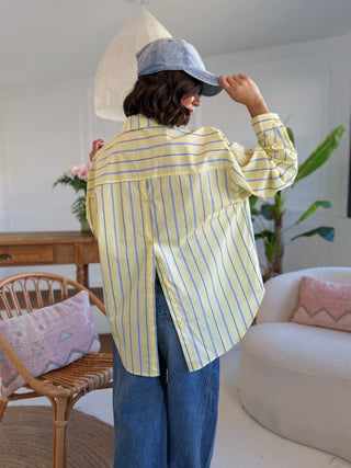 Chemise ALL GOOD FUN rayée jaune&bleu