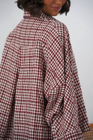 Chemise POPELINE à carreaux bordeaux