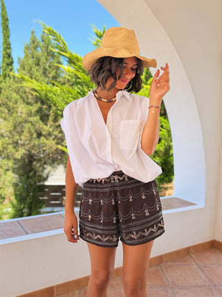 Short à paillettes chocolat