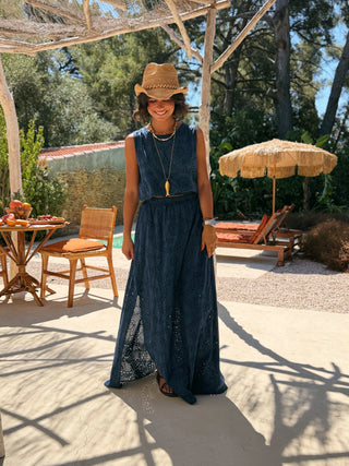 Ensemble CALIFORNIA broderie anglaise bleu