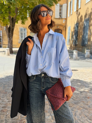 Chemise SANDRO rayé bleu ciel
