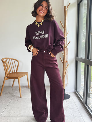 Jean large BARREL bordeau