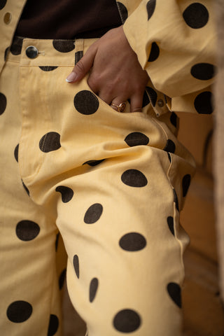 Pantalon POLKA DOTS jaune&chocolat