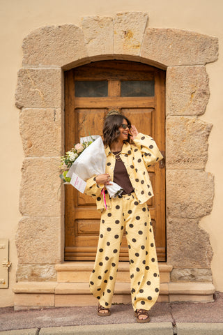 Veste POLKA DOTS  jaune&chocolat