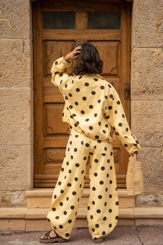 Pantalon POLKA DOTS jaune&chocolat
