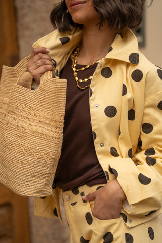 Veste POLKA DOTS  jaune&chocolat