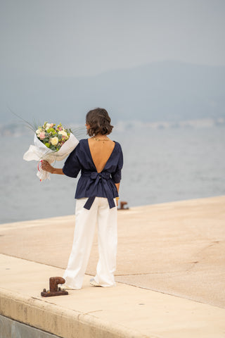 Top NOEUD bleu marine(pré-commande)