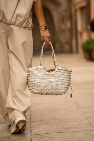 Sac TRESSÉ en cuir blanc