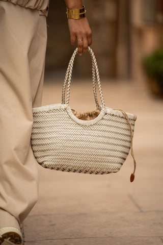 Sac TRÉSSÉ en cuir blanc