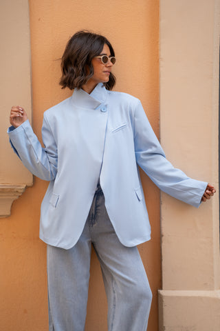 Blazer col mao ANGE bleu ciel