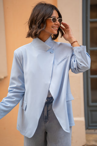 Blazer col mao ANGE bleu ciel