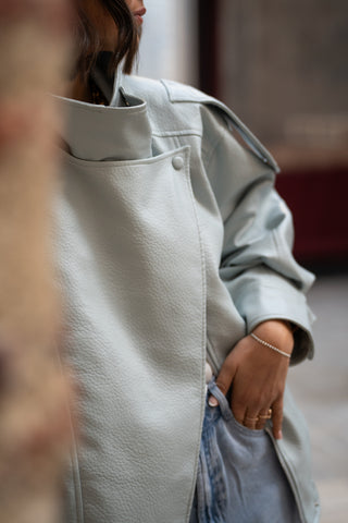 Bombers COL MONTANT façon cuir bleu ciel